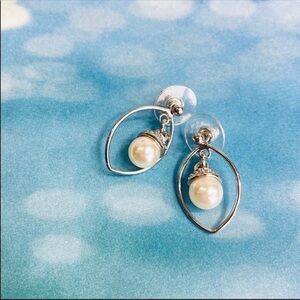 Silver Pearl Post Earrings